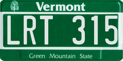 VT license plate LRT315