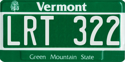 VT license plate LRT322