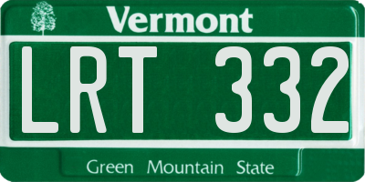 VT license plate LRT332