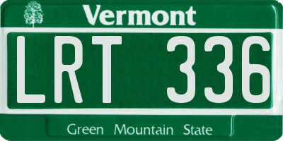VT license plate LRT336