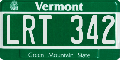 VT license plate LRT342