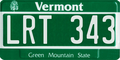 VT license plate LRT343