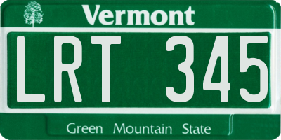 VT license plate LRT345
