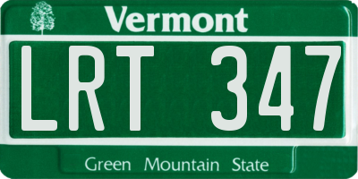 VT license plate LRT347