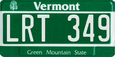 VT license plate LRT349