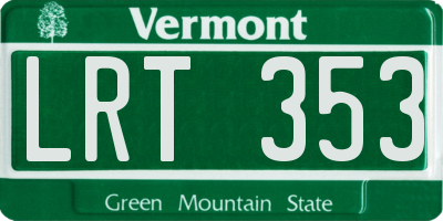 VT license plate LRT353