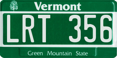 VT license plate LRT356