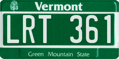VT license plate LRT361