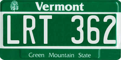 VT license plate LRT362