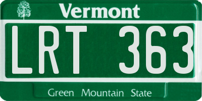 VT license plate LRT363