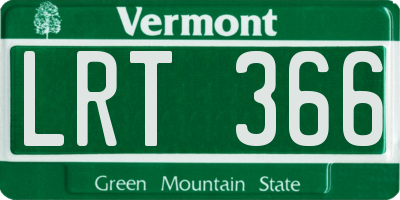 VT license plate LRT366