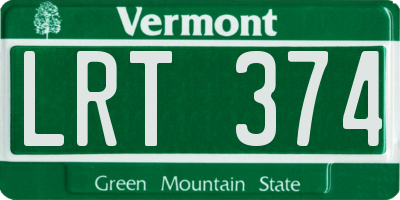 VT license plate LRT374