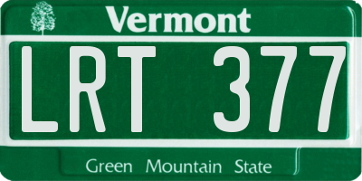 VT license plate LRT377