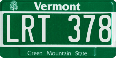 VT license plate LRT378