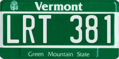 VT license plate LRT381