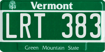 VT license plate LRT383