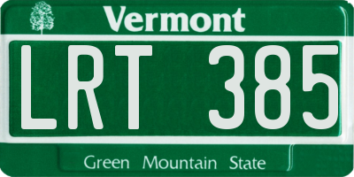 VT license plate LRT385