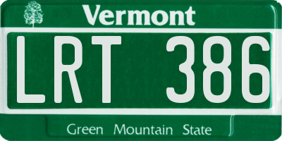 VT license plate LRT386