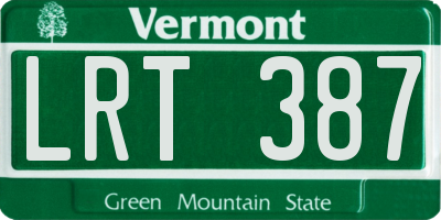 VT license plate LRT387