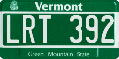 VT license plate LRT392