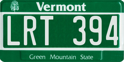 VT license plate LRT394