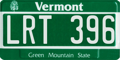 VT license plate LRT396