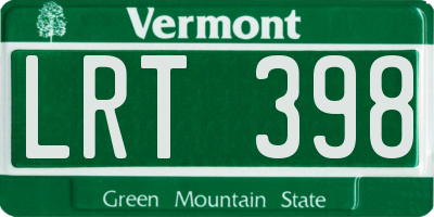 VT license plate LRT398
