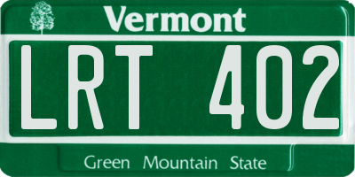 VT license plate LRT402