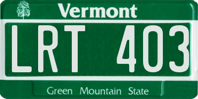 VT license plate LRT403