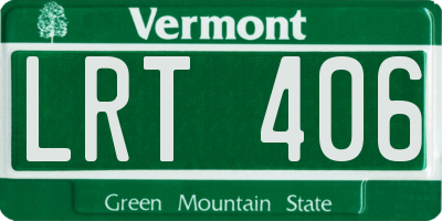 VT license plate LRT406