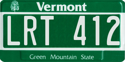 VT license plate LRT412