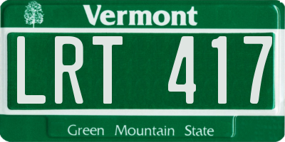 VT license plate LRT417