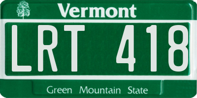 VT license plate LRT418