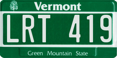 VT license plate LRT419