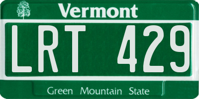 VT license plate LRT429