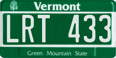 VT license plate LRT433