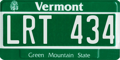 VT license plate LRT434