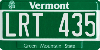 VT license plate LRT435