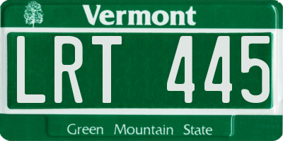 VT license plate LRT445