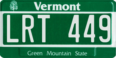 VT license plate LRT449
