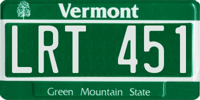 VT license plate LRT451