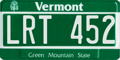 VT license plate LRT452