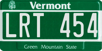 VT license plate LRT454