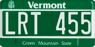 VT license plate LRT455