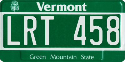 VT license plate LRT458