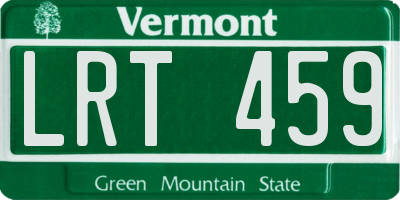 VT license plate LRT459