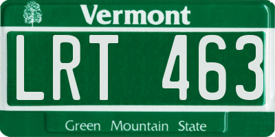 VT license plate LRT463
