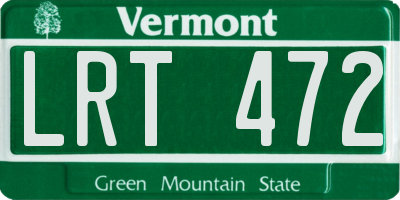 VT license plate LRT472