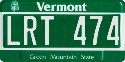VT license plate LRT474