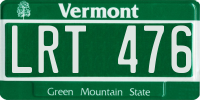 VT license plate LRT476